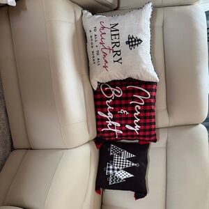 Festive Holiday Pillow Set - Red, Black, and Cream set of 3 2 18x18 1 16x16